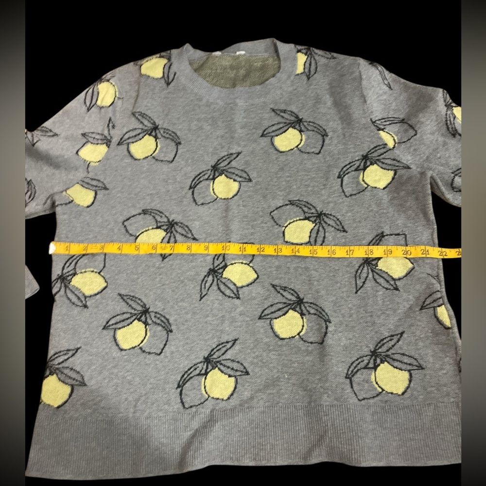 Vintage grey lemon print pull over sweater cottagecore coastal granny novelty - Picture 3 of 6